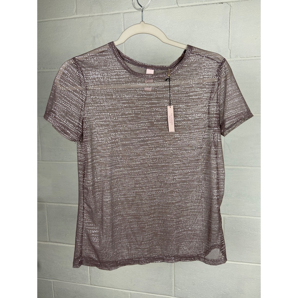 NWT Victoria's Secret Metallic Sheer Top Sparkle Shimmer Tee Shirt Small